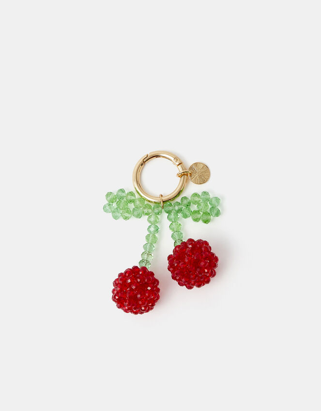 Beaded Cherry Bag Charm, , large