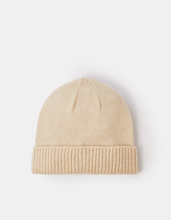 Plain Beanie Hat, Natural (NATURAL), large