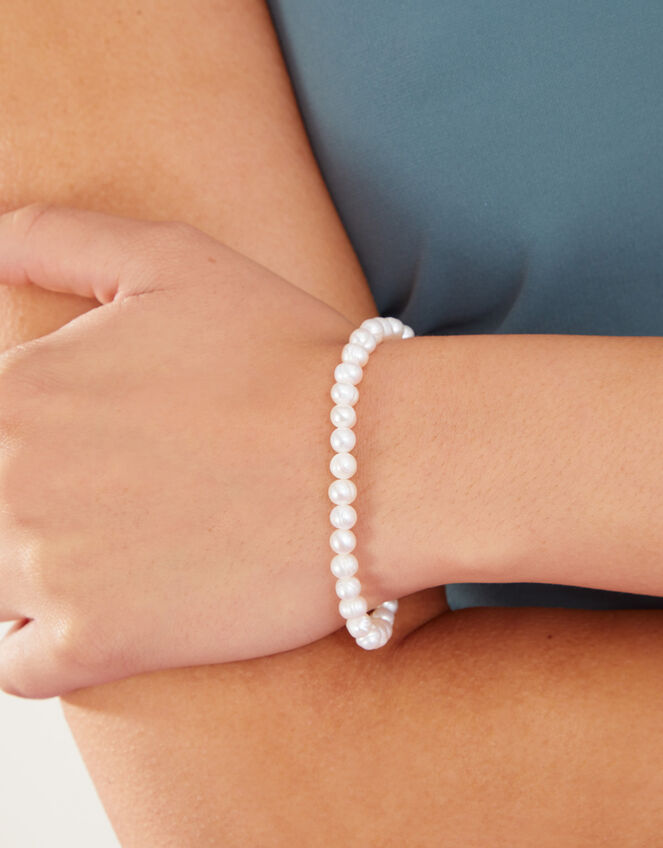 14ct Gold-Plated Pearl Slider Bracelet, , large