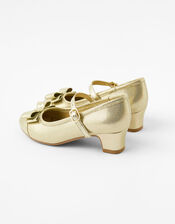 Girls Bow Shimmer Flamenco Shoes, Gold (GOLD), large