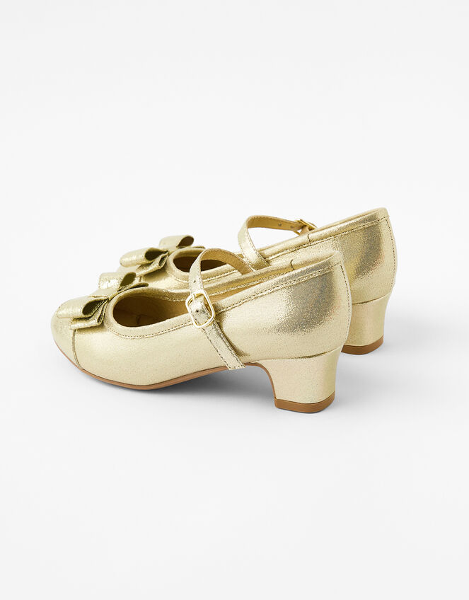 Girls Bow Shimmer Flamenco Shoes, Gold (GOLD), large