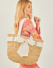 Jute Bow Shopper Bag, , large