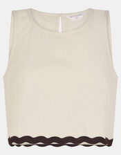 Sleeveless Ric Rac Top, Ivory (IVORY), large