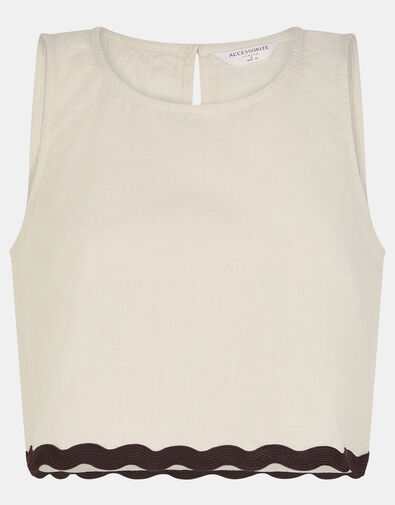 Sleeveless Ric Rac Top, Ivory (IVORY), large