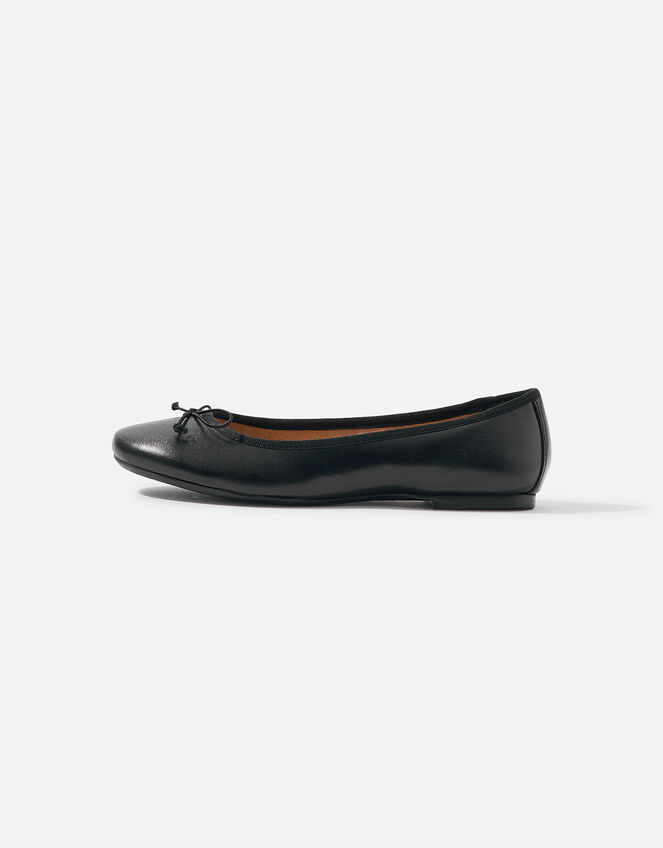 Leather Ballerina Flats, Black (BLACK), large