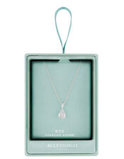 Sterling Silver Pear Solitaire Necklace, , large