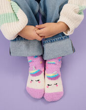 Girls Cosy Unicorn Socks, Multi (PASTEL MULTI), large