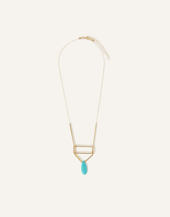 Long Semi-Precious Turquoise Pendant Necklace , , large