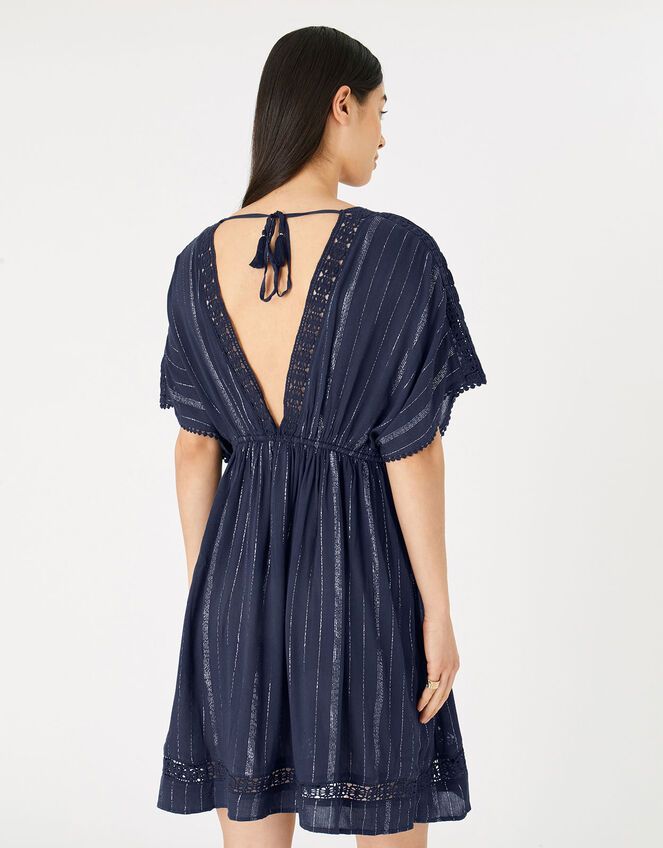 Stripe Kaftan in LENZING™ ECOVERO™, Blue (NAVY), large