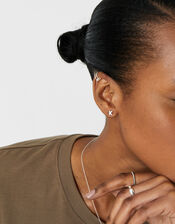 Sterling Silver Single Initial Stud Earring, Silver (ST SILVER), large
