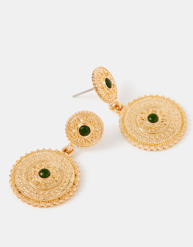 Double Disc Drop Earrings, , large