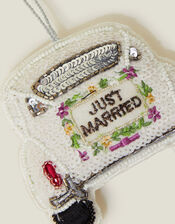 Just Married Sequin Christmas Tree Decoration, , large