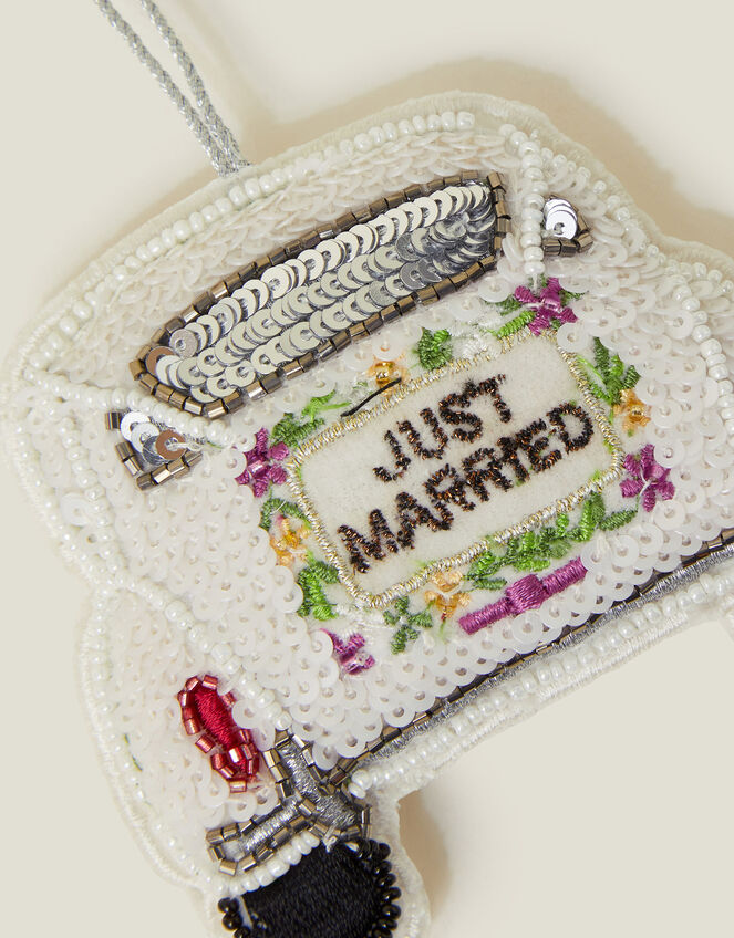 Just Married Sequin Christmas Tree Decoration, , large