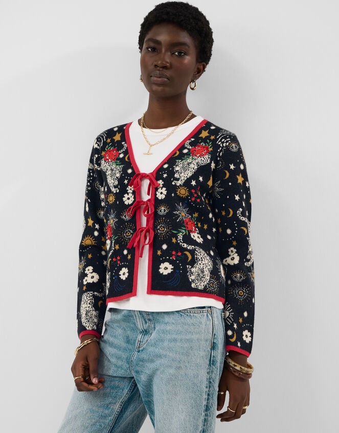 Celestial Tie Front Cardigan, Multi (MULTI), large