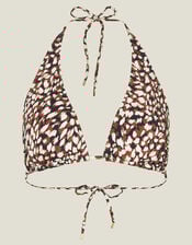 Animal Print Halter Bikini Top, Brown (BROWN), large