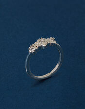Sterling Silver-Plated Diamante Flower Ring, Silver (ST SILVER), large