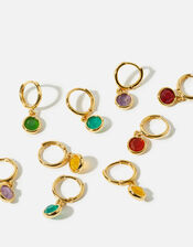 Gold-Plated Birthstone Hoop Earrings, Gold (GOLD), large