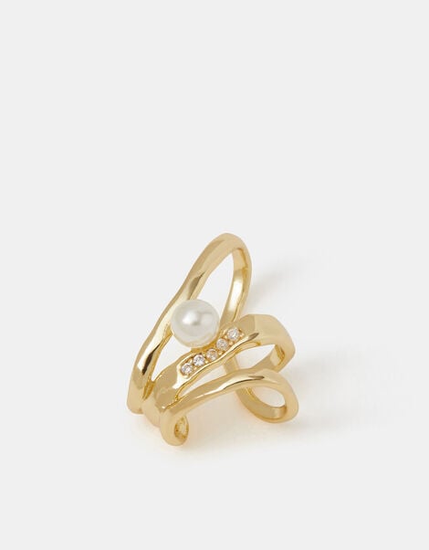 14ct Gold-Plated Pearl Ear Cuff, , large