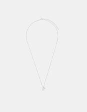 Sterling Silver Stone Initial Pendant Necklace, Silver (ST SILVER), large