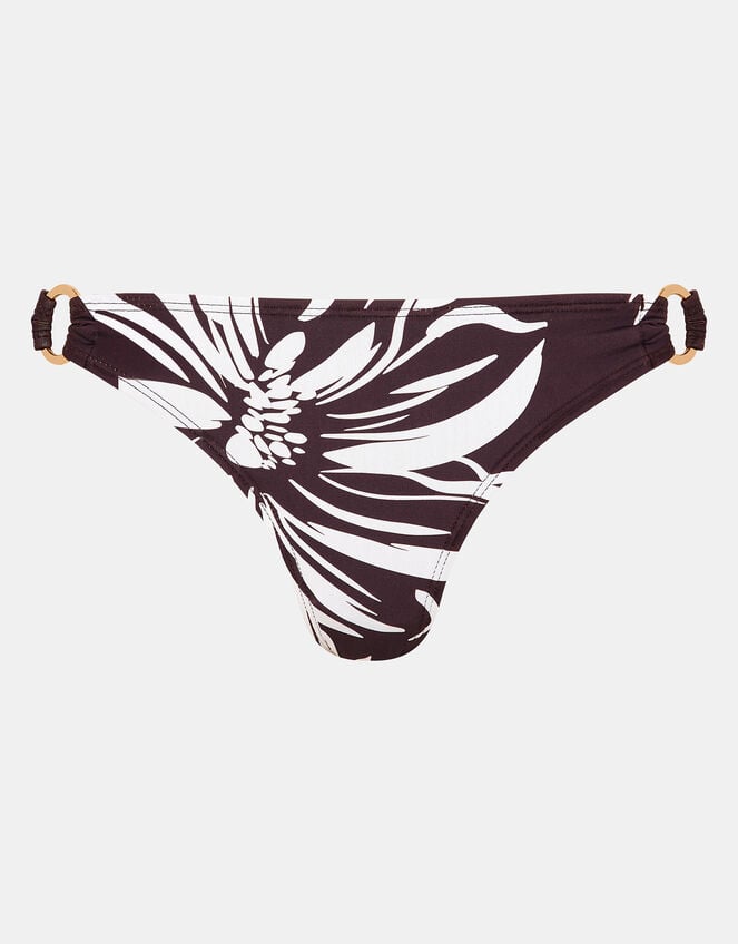 Floral Print Bikini Bottoms, Brown (BROWN), large