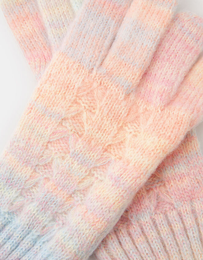 Girls Ombr&eacute; Knit Gloves, Multi (PASTEL MULTI), large