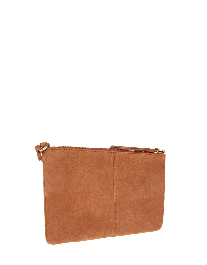 Suede Cross-Body Bag, Tan (TAN), large