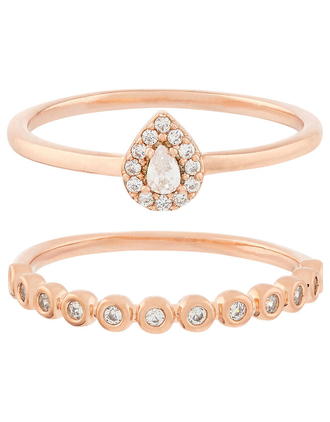 Rose Gold-Plated Rings with Cubic Zirconia, Gold (ROSE GOLD), large