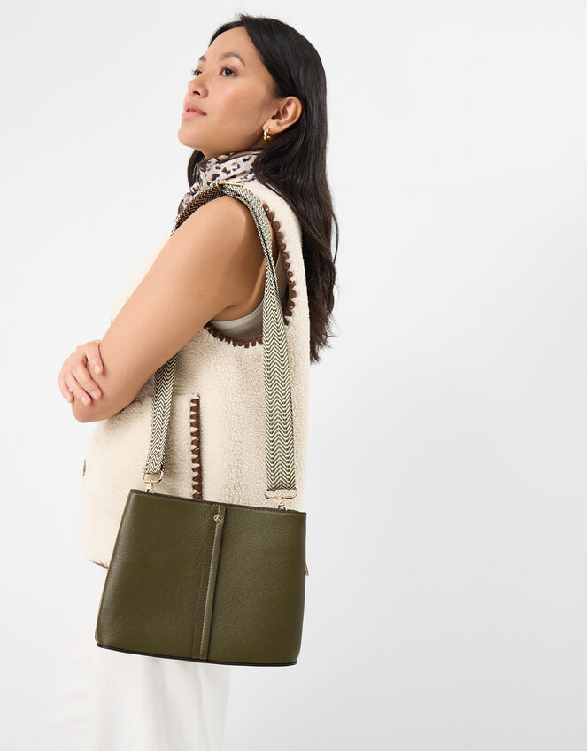 Webbing Strap Crossbody Bag, Green (OLIVE), large