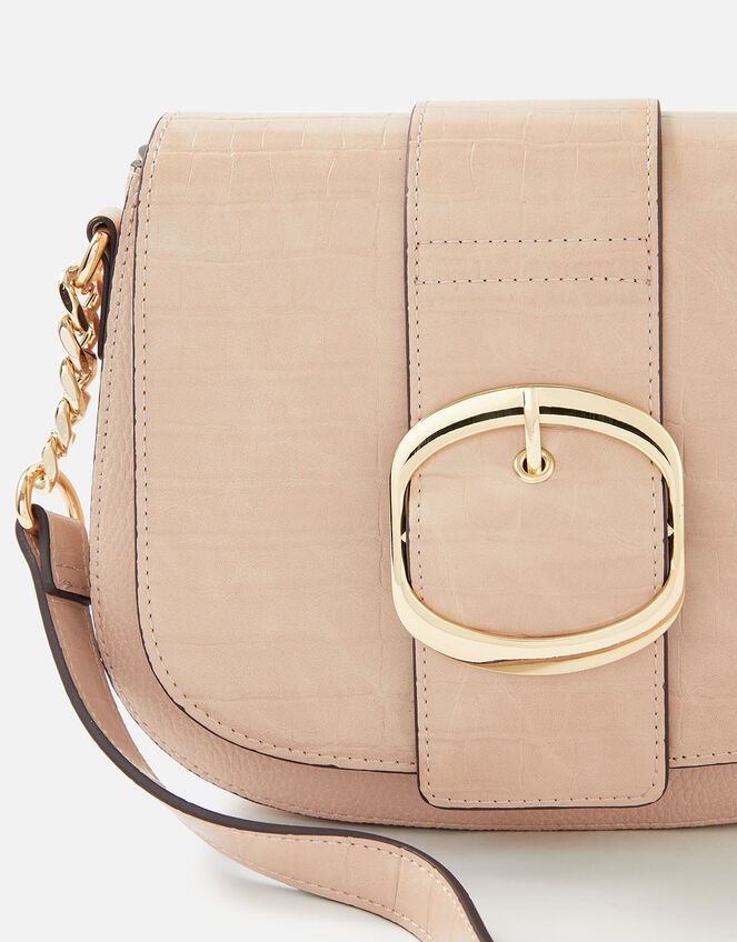Buckle Saddle Shoulder Bag, Pink (PINK), large