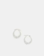 Sterling Silver-Plated Sparkle Horseshoe Earrings, , large