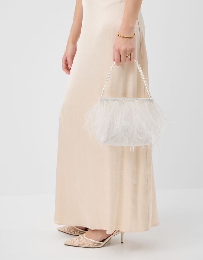 Feather Beaded Bridal Bag, , large