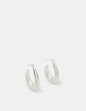 Sterling Silver-Plated Chunky Hoop Earrings, , large