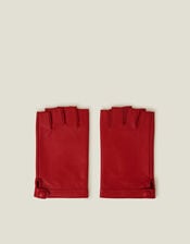 Leather Fingerless Gloves, Red (RED), large