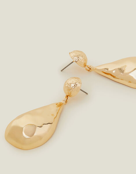Large Hammered Teardrop Earrings, , large
