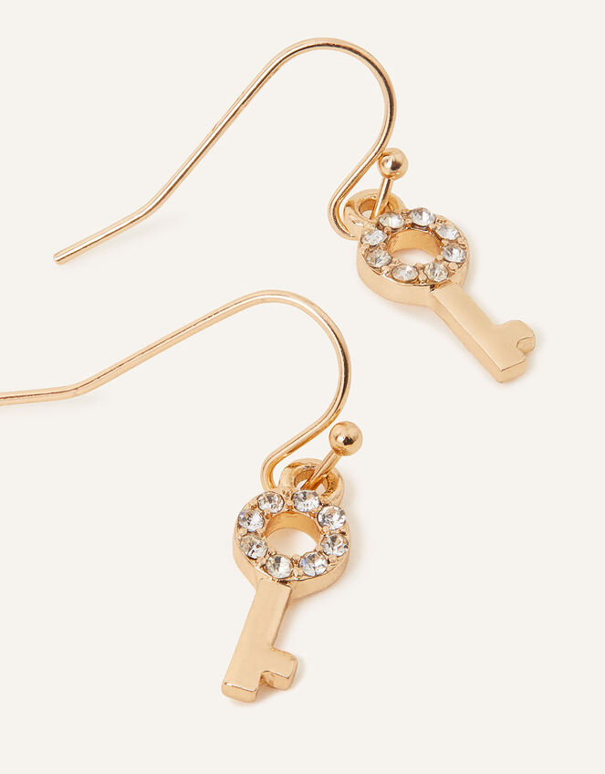 Sparkle Key Short Drop Earrings, , large