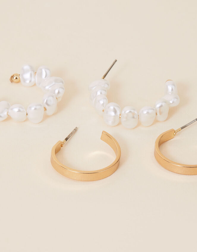Pearl Hoop Earrings Set of Two | Hoops | Accessorize UK
