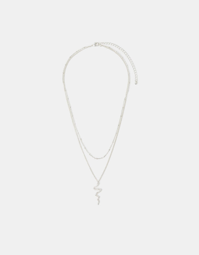 Sterling Silver-Plated Snake Layered Necklace, , large