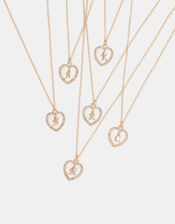 Girls Initial Charm Heart Pendant Necklace, Gold (GOLD), large