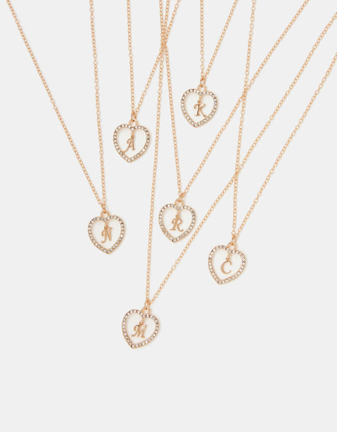 Girls Initial Charm Heart Pendant Necklace, Gold (GOLD), large