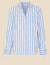 Stripe Co-ord Beach Shirt, Blue (LIGHT BLUE), large