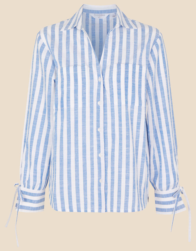 Stripe Co-ord Beach Shirt, Blue (LIGHT BLUE), large
