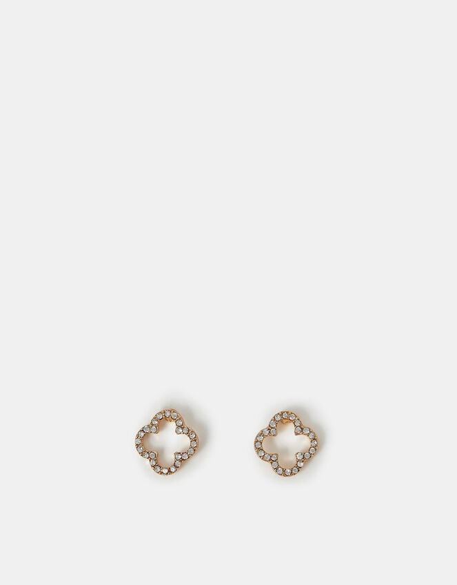 Cut Out Flora Pavé Stud Earrings, , large