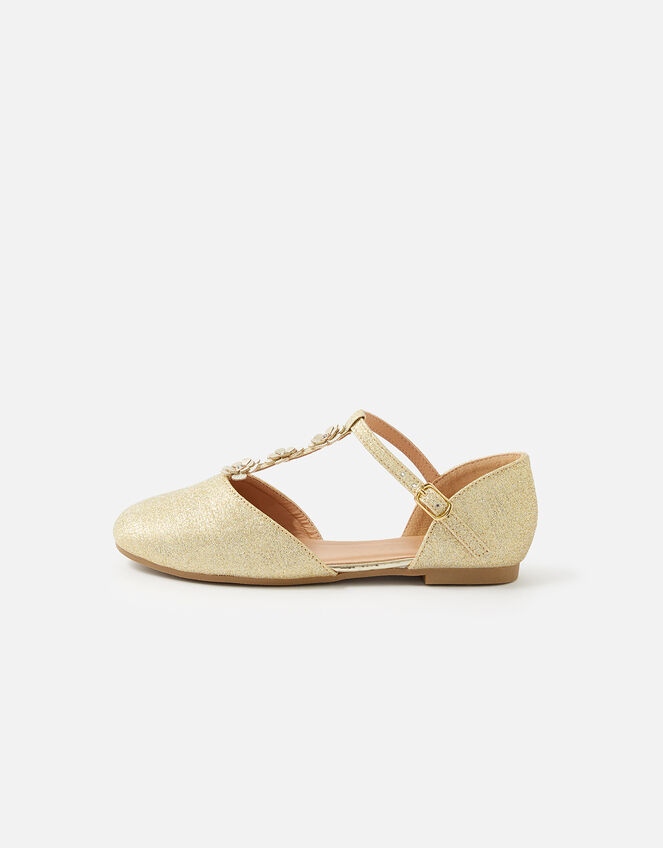 Flower Strap Ballerina Flats , Gold (GOLD), large