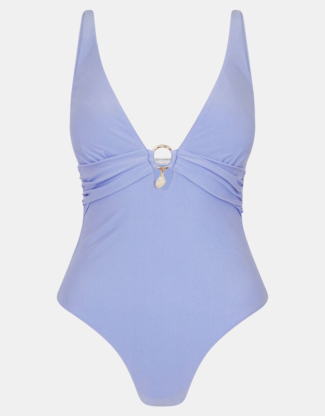 Shimmer Plunge Swimsuit, Blue (BLUE), large