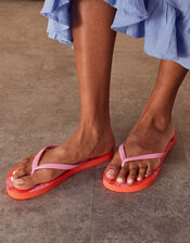 Tropical Print Flip Flops, Pink (PINK), large