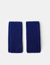 Chunky Knit Wrist Warmers, Blue (BLUE), large