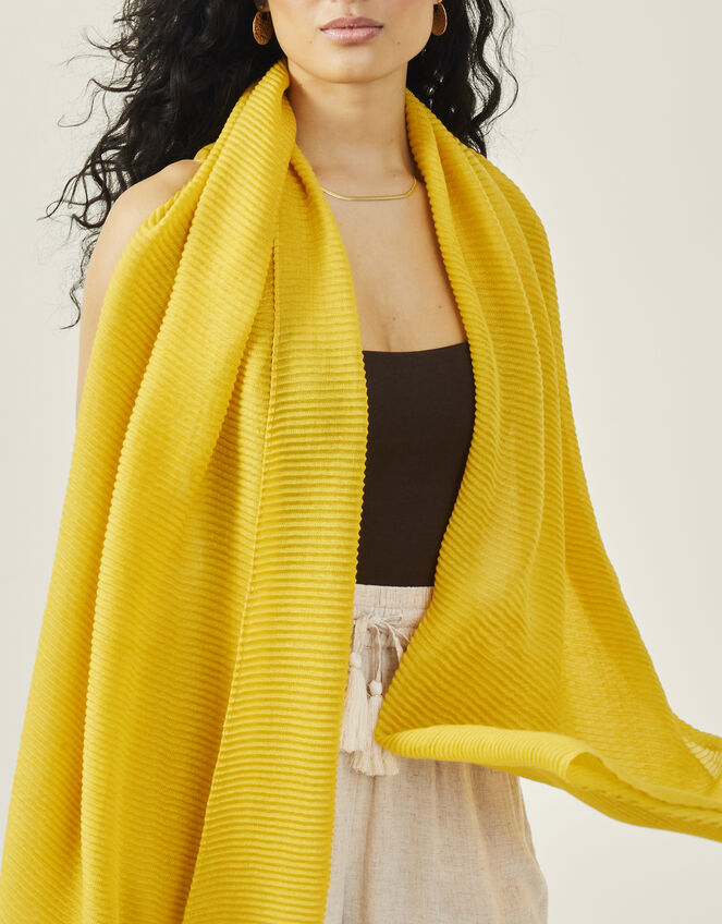 Lightweight Pleated Scarf, Yellow (YELLOW), large