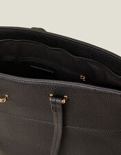 Large Faux Leather Tote Bag, Black (BLACK), large