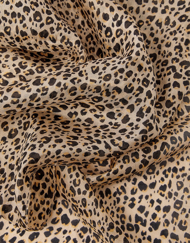 Leopard Print Scarf in Pure Silk, , large