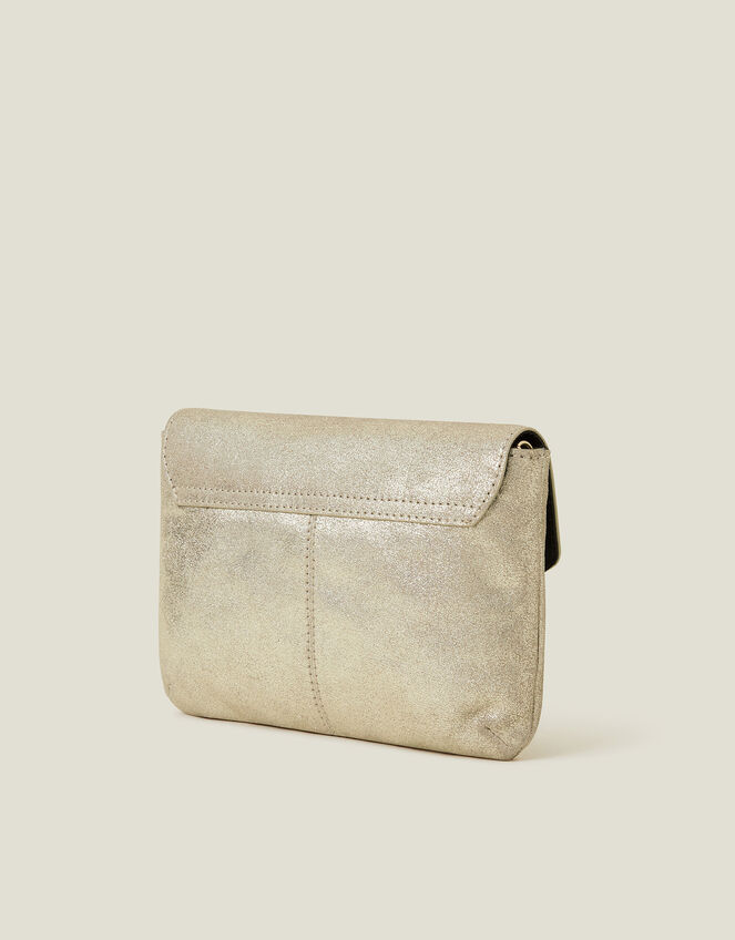 Leather Envelope Clutch Bag, Gold (GOLD), large